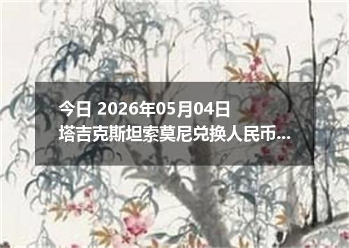 今日 2026年05月04日 塔吉克斯坦索莫尼兑换人民币最新汇率行情