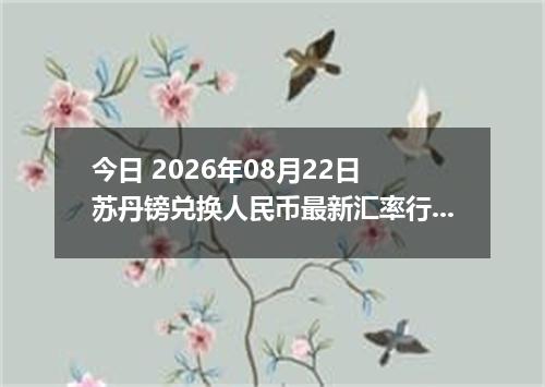 今日 2026年08月22日 苏丹镑兑换人民币最新汇率行情