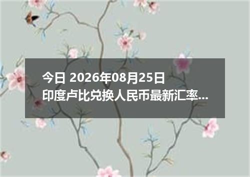 今日 2026年08月25日 印度卢比兑换人民币最新汇率行情