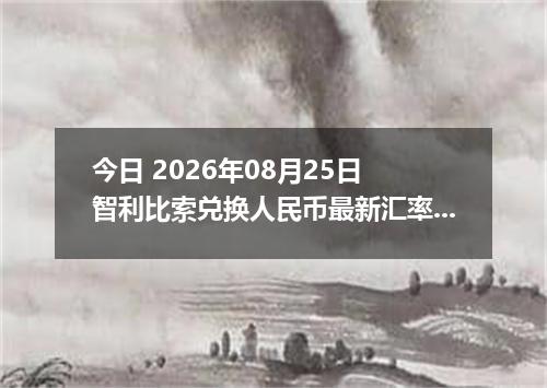 今日 2026年08月25日 智利比索兑换人民币最新汇率行情