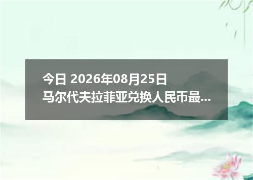 今日 2026年08月25日 马尔代夫拉菲亚兑换人民币最新汇率行情