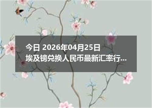 今日 2026年04月25日 埃及镑兑换人民币最新汇率行情