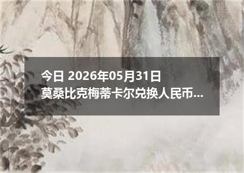 今日 2026年05月31日 莫桑比克梅蒂卡尔兑换人民币最新汇率行情