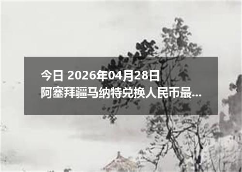 今日 2026年04月28日 阿塞拜疆马纳特兑换人民币最新汇率行情