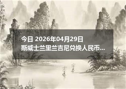今日 2026年04月29日 斯威士兰里兰吉尼兑换人民币最新汇率行情
